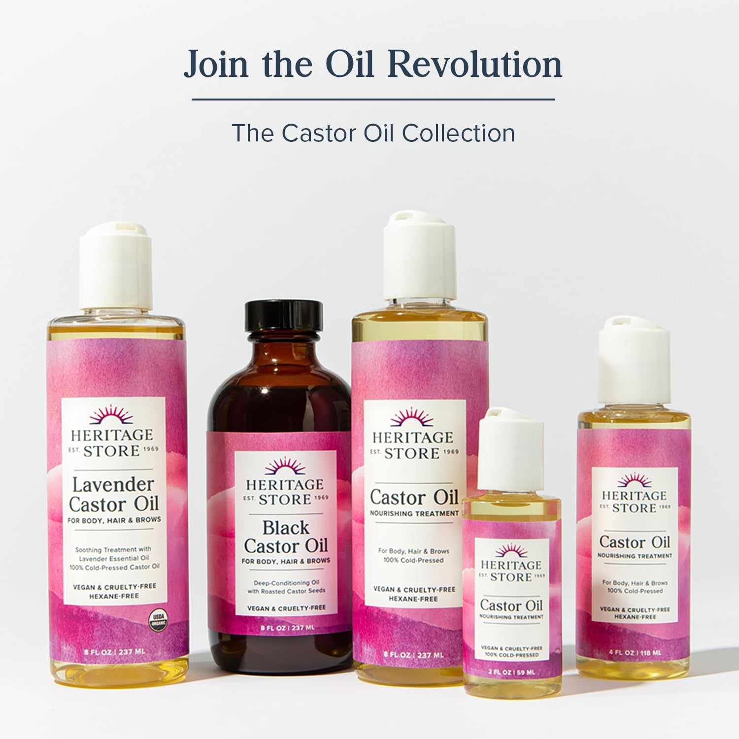 HERITAGE STORE Organic Castor Oil, Glass Bottle, Cold Pressed